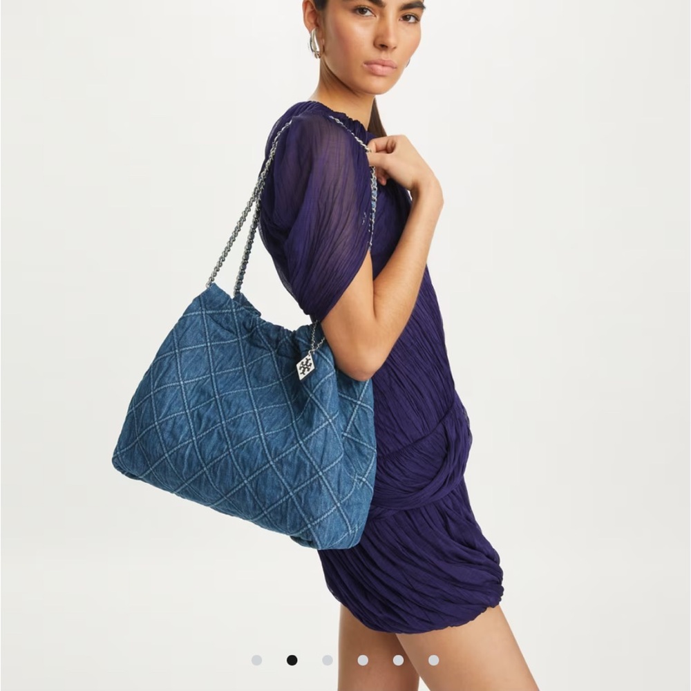 Tory Burch Fleming Soft Denim Hobo Tote